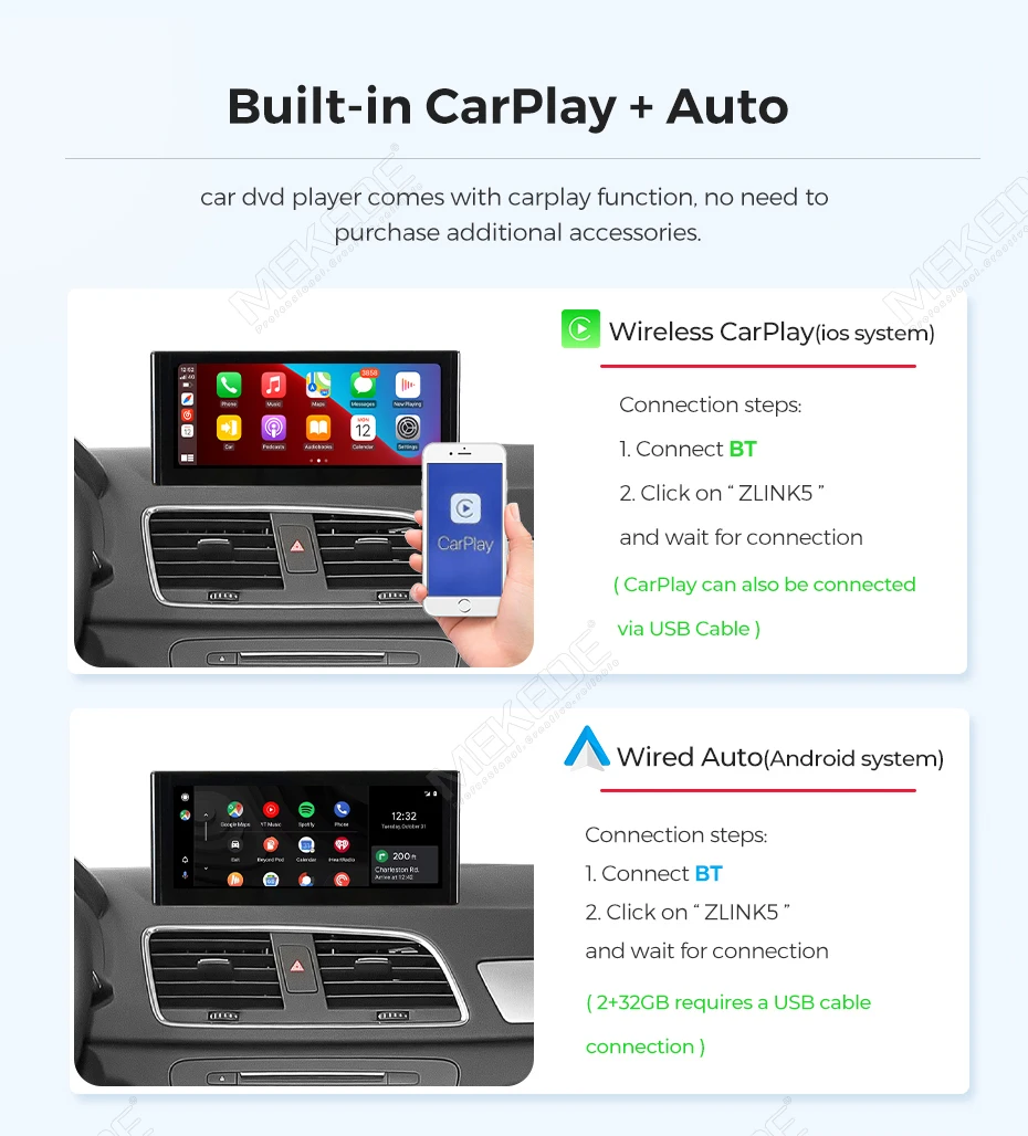 Radio para Auto MEKEDE Polish Store de 10.25 Pulgadas para Audi Q3 2012 2013 2014 2015 2016 2017 2018, CarPlay Inalámbrico, Android Auto, GPS, Navegación, Reproductor Multimedia, Pantalla Táctil IPS, Reproductor de Vid 5