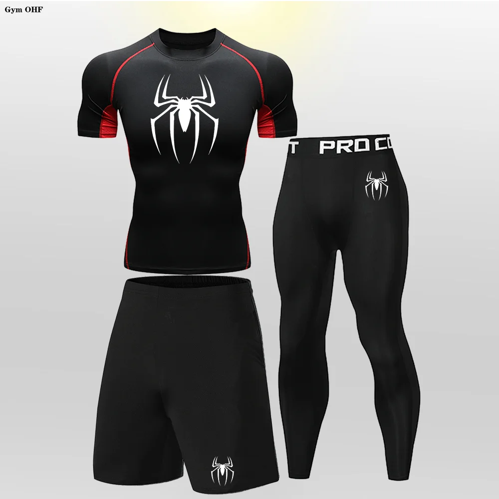 Kids Sets Black Sportswear Compression Shirts Gym Fitness Running Jogging Workout Suit Children Rashguard MMA BJJ Jiu Jitsu 2099