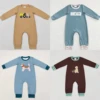 Wholesale Baby Boy Long Sleeves Dogs Ducks Embroidery Romper Kids Toddler One-piece Newborn Coverall Bodysuit Hunting Jumpsuit 1