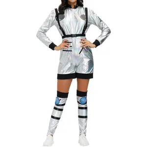 Astronaut Costume Adult Silver Spaceman Costume Short Jumpsuits Women Space Suit Party Dress up Costumes Astronaut Suit White