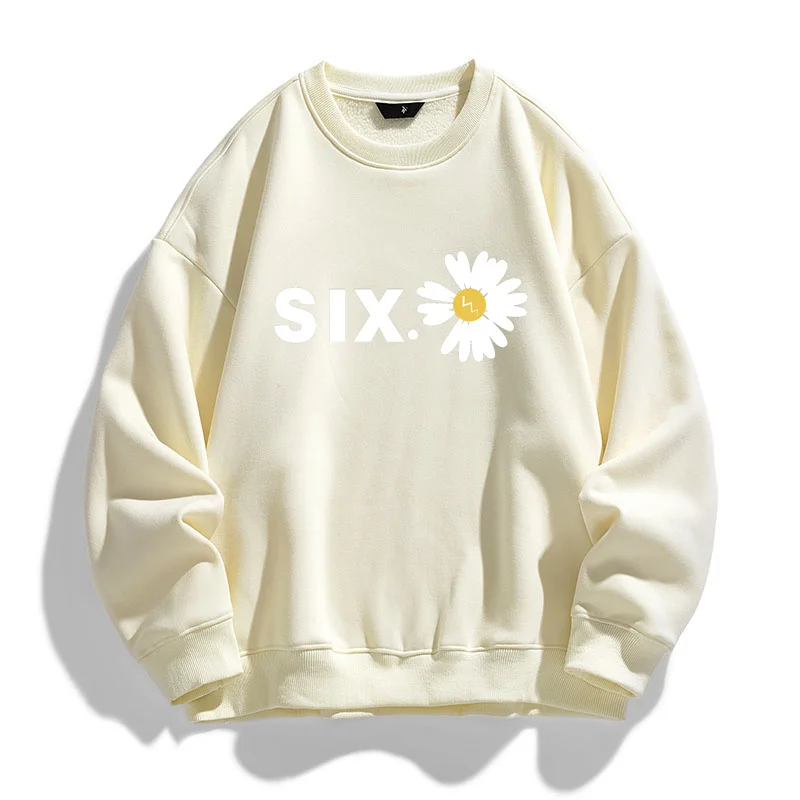 Daisy Men Women 100% Cotton Sweater High Quality Sweaters Korean Style Fashion Flower Printed Pullover Sweatshirt Free Shipping
