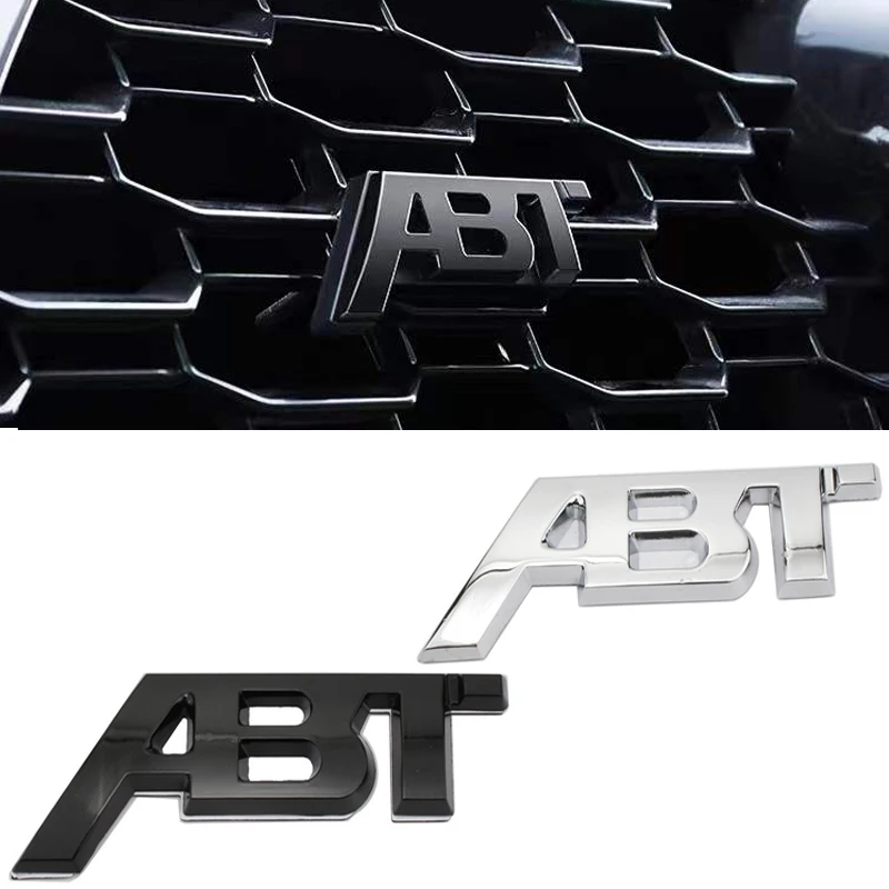3D Metal ABT Car Front Grill Emblem Badge Sticker For Audi A3 A4 A5 A7 A7 Q3 Q5 Q7 TT RS6 RS3 VW Polo Golf 7 Accessories