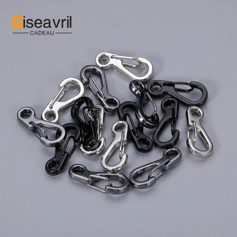 

100pcs Lobster Clasp Buckle Keychian Mini Carabiners Outdoor Camping Hiking Buckles Alloy Spring Snap Hooks Keychains Tool Clips
