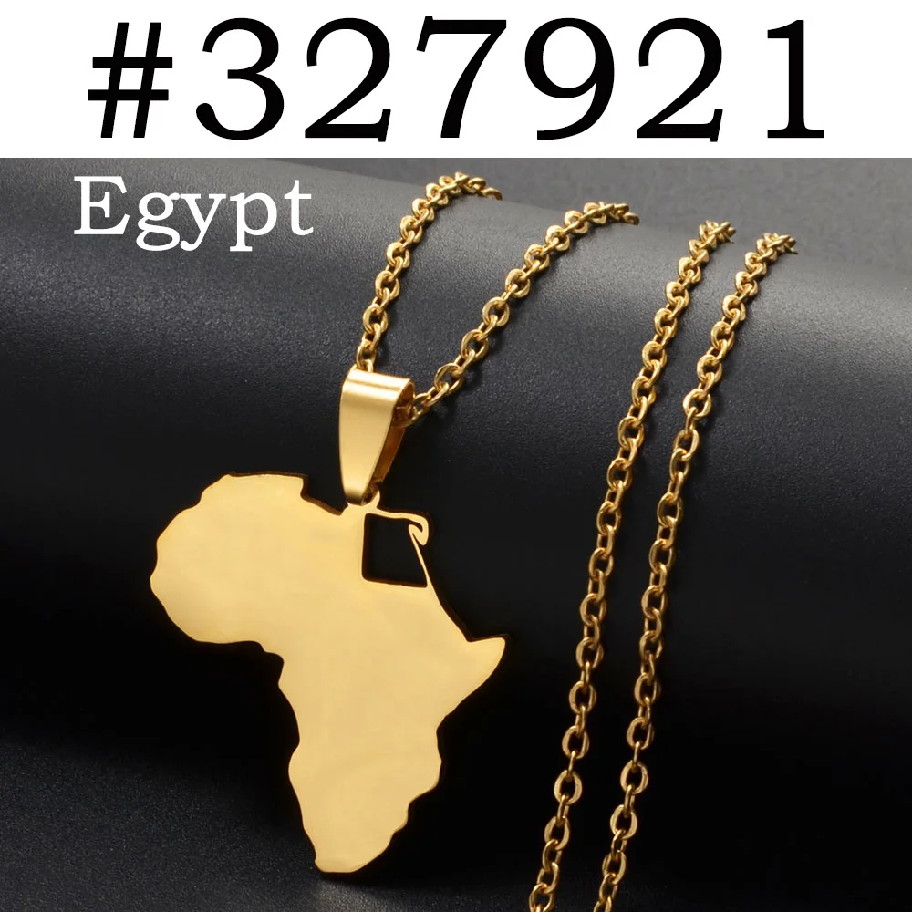 Collana Con Ciondolo Mappa Africa In Acciaio Inossidabile – Argento E Oro – Gioiello 316 Ipoallergenico Per Uomo E Donna – Regalo Di Personalità