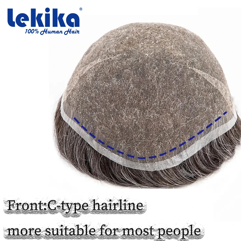 Parrucca da uomo AIR-Lace con base in pizzo svizzero ultra sottile, sistema di protesi capillare maschile in capelli umani, per uomo - immagine 3