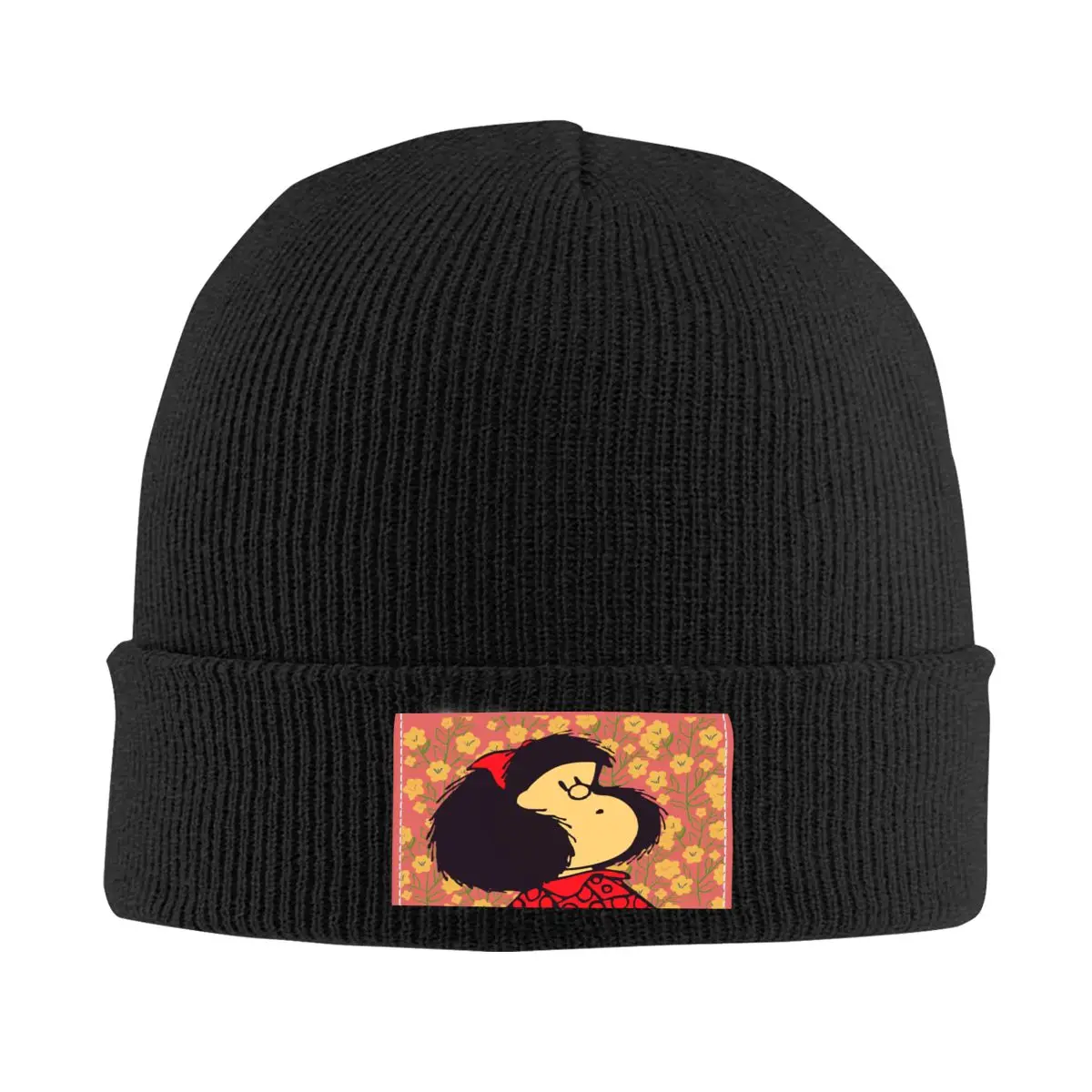 

Mafalda и шапки с цветами, облегающие шапки, шапка s, зимняя вязаная шапка унисекс в стиле хип-хоп, для взрослых, Quino, милые женские шапки, уличная Лыжная шапка