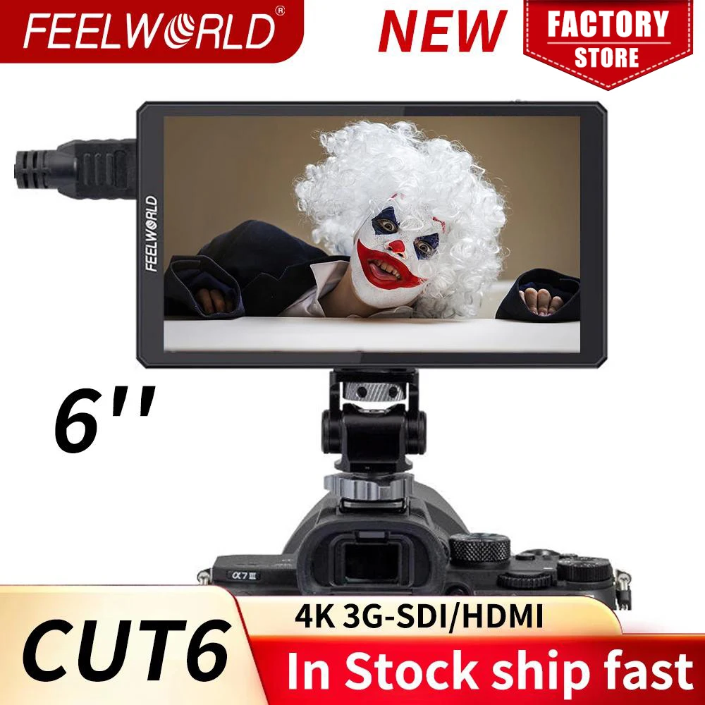 FEELWORLD CUT6 6inch 4K 3G-SDI/HDMITouch Screen Video Monitor Recorder FHD Monitor Support IPS 1920x1080 Portable