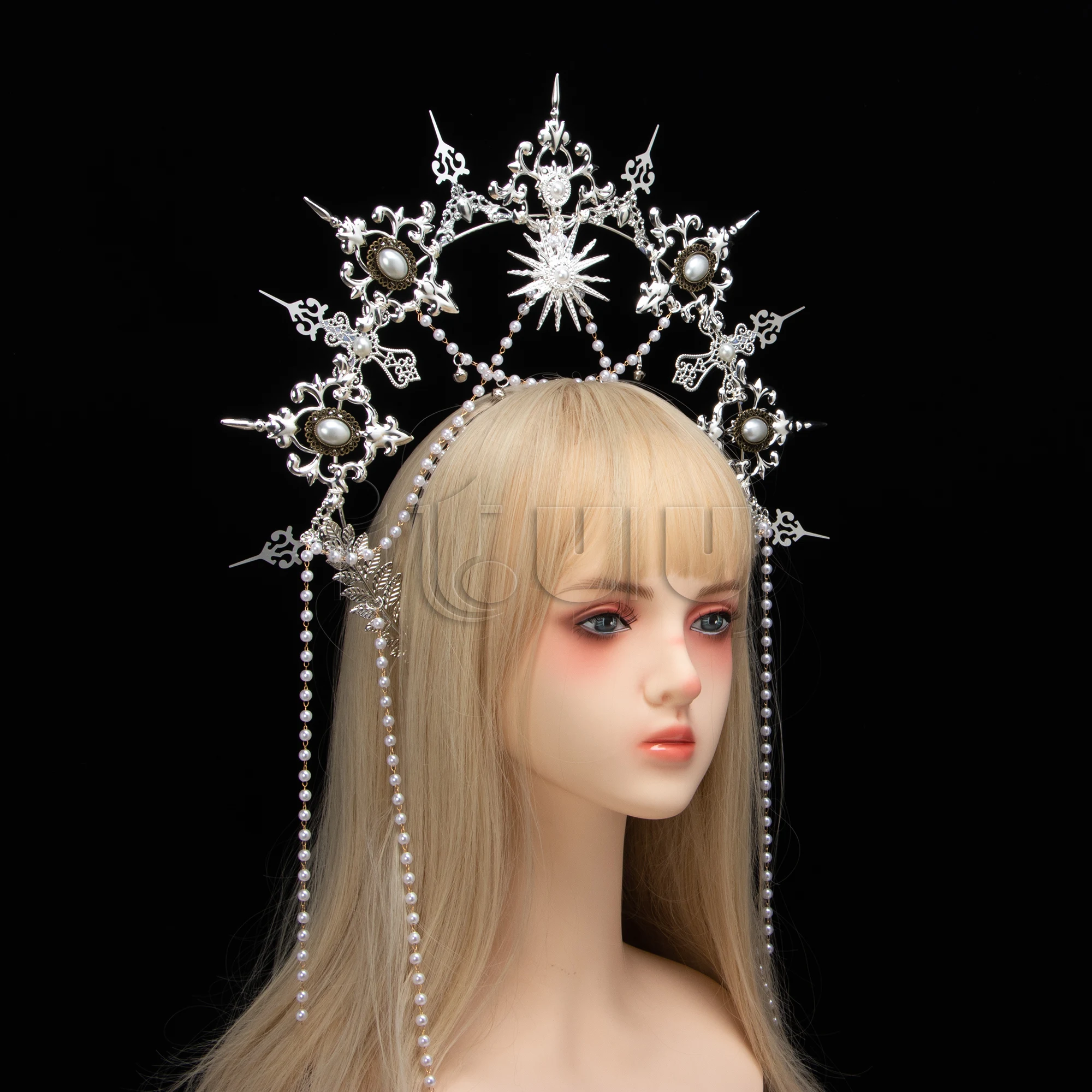 シルバーゴシックkcハロークラウンヘッドピースロリータ太陽女神