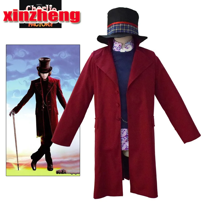 

Movie Cosplay Charlie and The Chocolate Factory Willy Wonka Costume Cosplay Full Suit Halloween Costumes