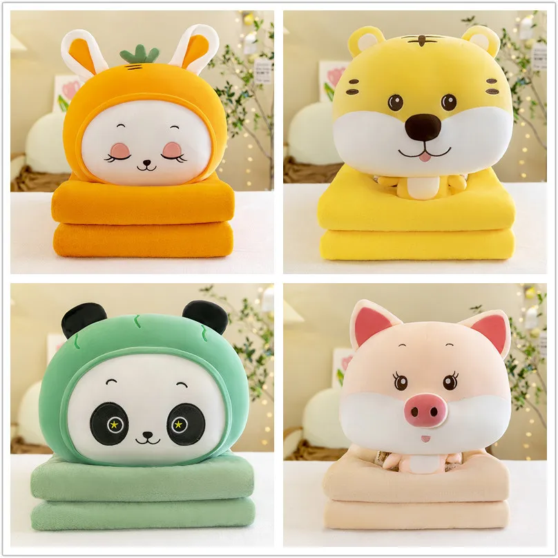 

New Children Napping Blanket Cushions Office Air Conditioning Is Dual-use Cartoon Cute Fruit Animal Pillow Quilt Two-in-one Gift
