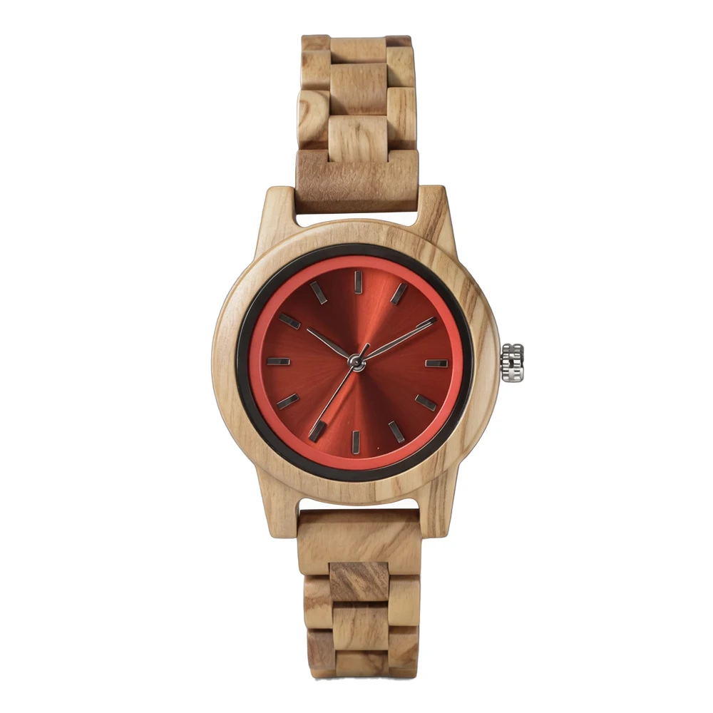 Women's Classic Minimalist Wood Strap Analog Wristwatch