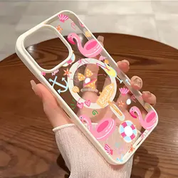 Shockproof Pink Flamingo Swim Ring Ocean Summer Phone Case - iPhone 15 Plus (BA - T2924)