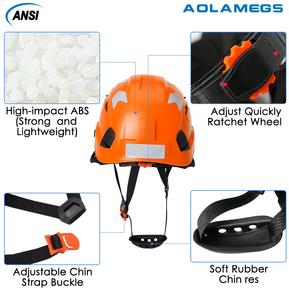 CE Construction Safety Helmet with Visor Built In Goggle Reflective Stickers for Engineer ABS ANSI Industrial Work Security Hat