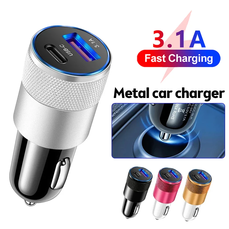 Car Charger USB Type C Car Charger Charging 30 66W Device 2 Ports Fast Charging Dock QC 3.0 USB Power Delivery for iPhone Xiaomi