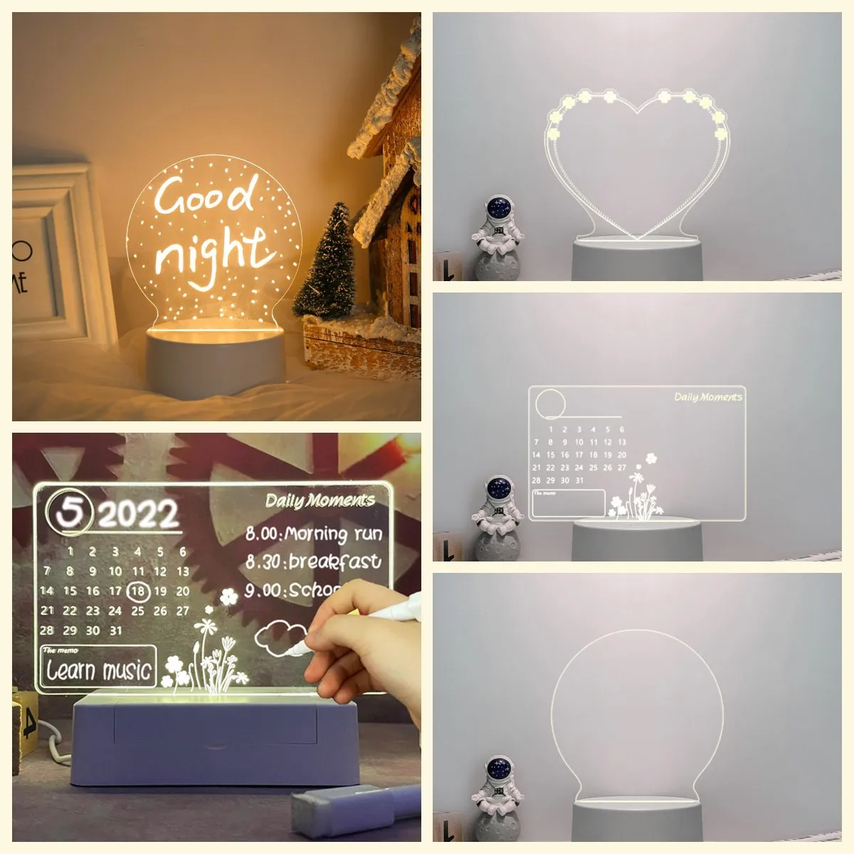 크리에이티브 USB Led 야간 조명, 노트 보드, 나이트 라이트 펜, 아이, 여자 친구, 생일 선물, 웨딩 장식, 야간 램프, 메시지 보드 