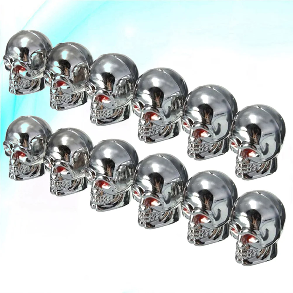 

12pcs Fashion Skull Tyre Air Stem Caps Dust Cover for Bike Car Truck (Silver)