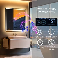 LED Bathroom Mirror 800mm Square Wall Mirror with Bluetooth Time Temperature Display 3 Colours Front+Backlit Anti-fog Memory - Image 4