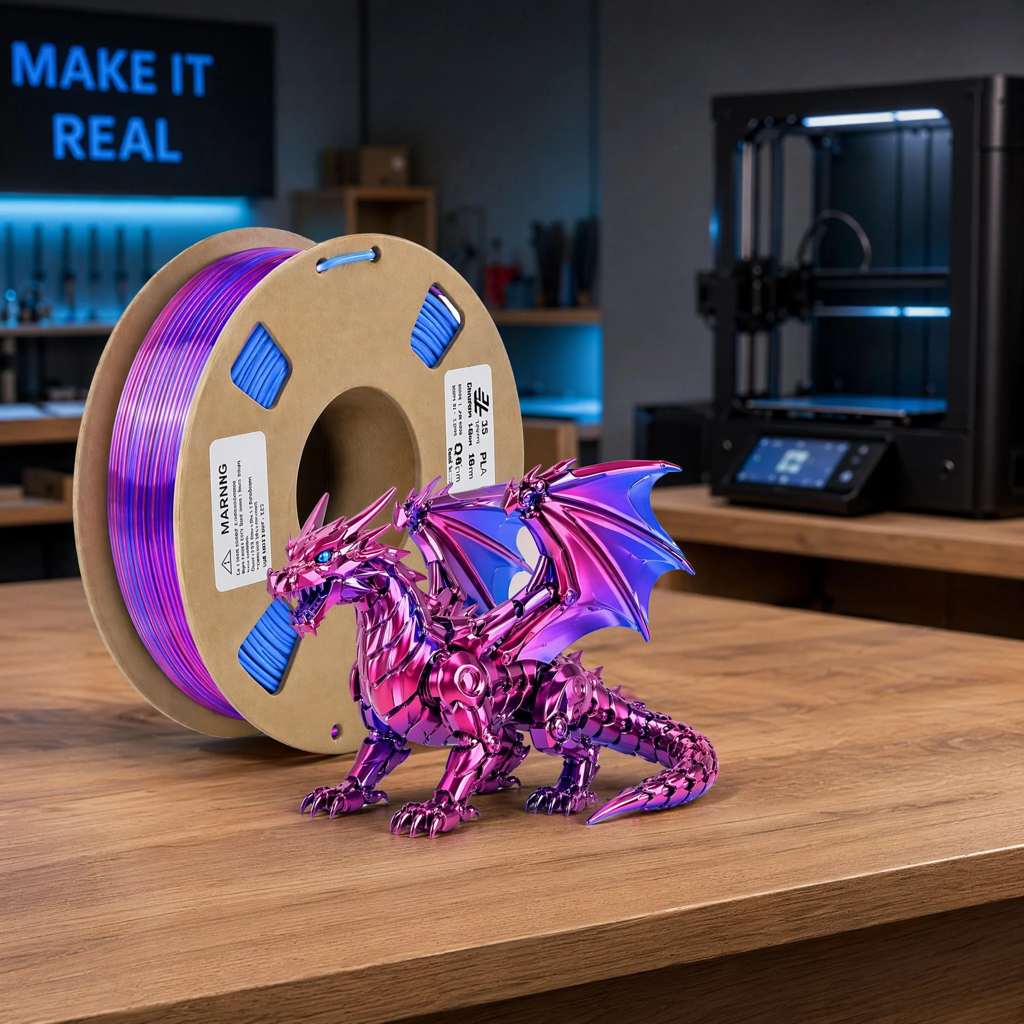 1.75mm 실크 PLA 3D 프린터 필라멘트, 듀얼 컬러 공압출 PLA 필라멘트, FDM 3D 프린터용 고광택 인쇄 재료