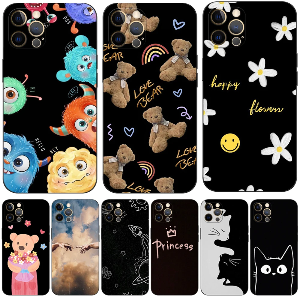 Per Iphone 12 Custodia Per Iphone 12 Mini 12 Pro Max Cover Per Apple Iphone12 12Pro Bumper Black Tpu Case Fashion Cute Funny Girl