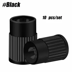 10 - Pack Universal Tire Valve Dust Covers - Durable Plastic Caps (Black)