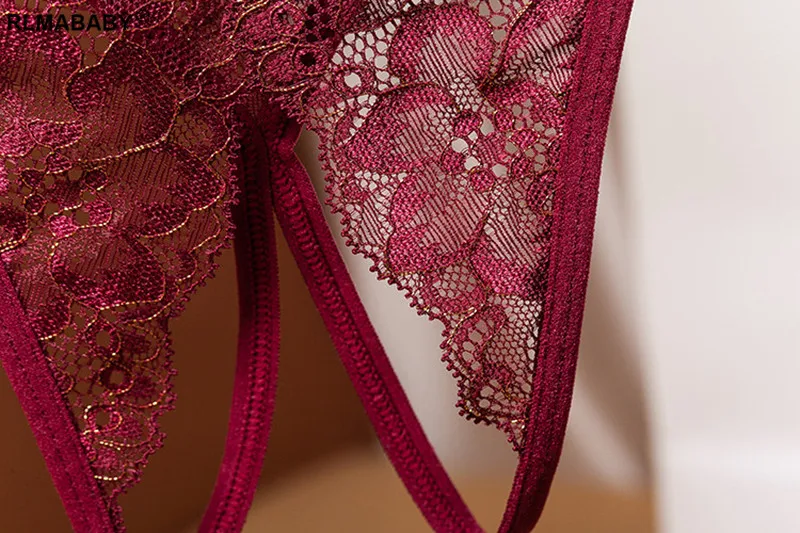Sexy Women Temptation Bandage Underwear Thong Fashion Hot Lace Embroidery Floral Panties See Through Lingerie G-String Briefs · v2