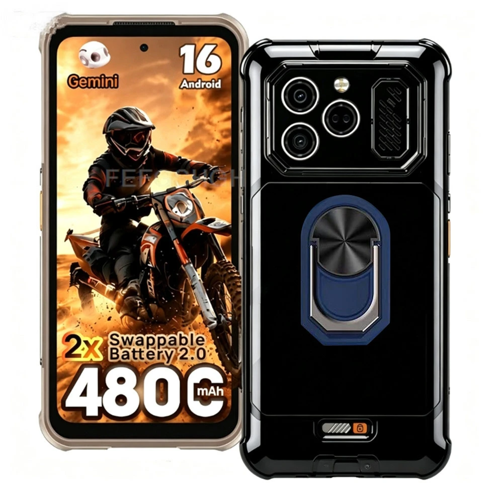 Rugged Silicone Phone Case with Back Ring Holder and Stand