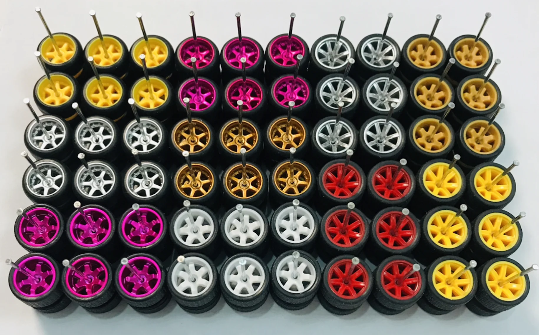 30sets/40sets 11mm wheels for 1/64 Scale Alloy Car Models 1/64 wheels with Tires + Axles for Hot Wheel/Matchbox/Domeka/Tomy 1:64 2