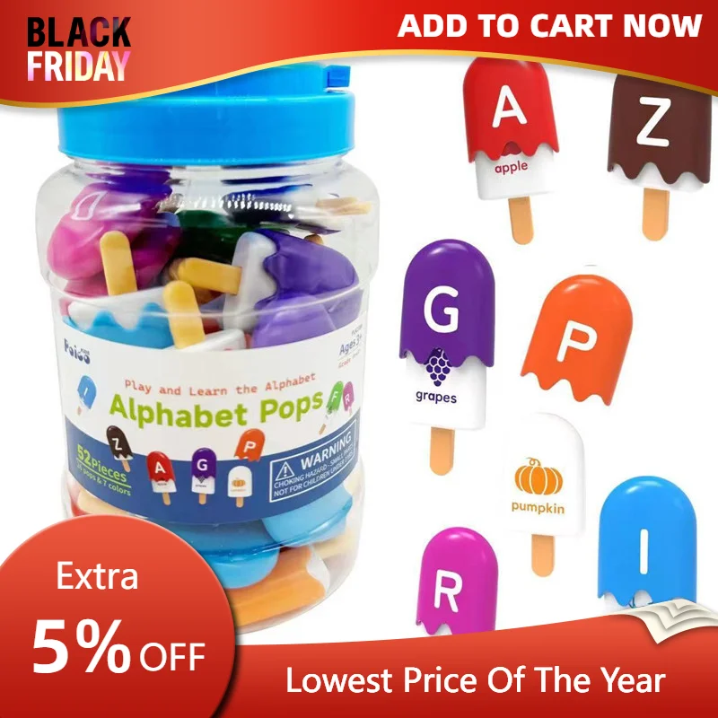 Alphabet Learning Ice Cream ABC Matching Toys Montessori Preschool Learning Letters Color Sorting Stacking Toys for Toddlers 3+