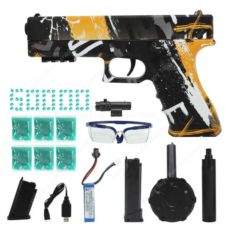 Gel Ball Splatter Blaster Automatic Electric Water Polo Toy Splatter Yellow Toy Guns  Fake Gun  Gel Blaster