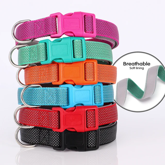 6 Colors Reflective Pet Dog Collar Breathable Nylon Dog Collars Necklace Adjustable Puppy Collars for Small Medium Dogs Pug 2