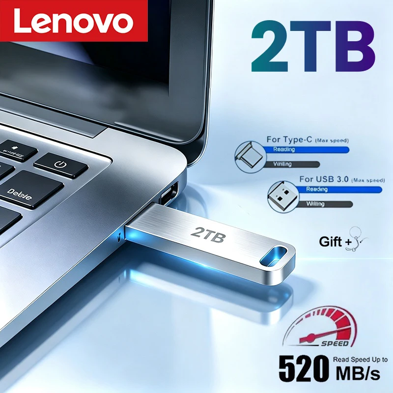 Clé USB Lenovo en métal, adaptateur de clé USB 3.0, 256 Go, 512 Go, haute vitesse, mini clé USB en métal, 1 To, 2 To, nouvelle clé USB 1 Clé USB Lenovo en métal, adaptateur de clé USB 3.0, 256 Go, 512 Go, haute vitesse, mini clé USB en métal, 1 To, 2 To, nouvelle clé USB 1