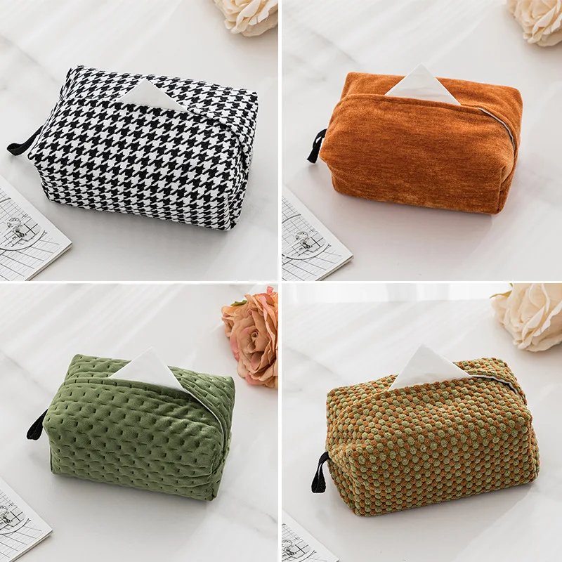 Can Be Hung Creative Modern Light Luxury Style Home Fabric Tissue Box Living Room Desktop Napkin Cover Tissue Bag Tissue Box 2