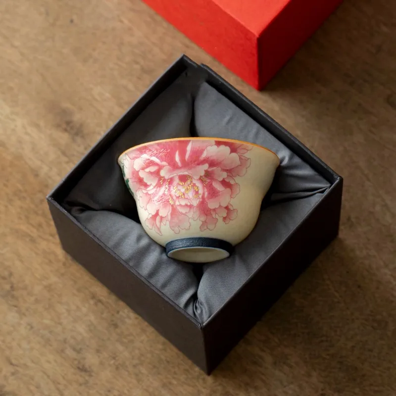 Peony master cup single high-end special teacup ceramic single cup home gift for girls