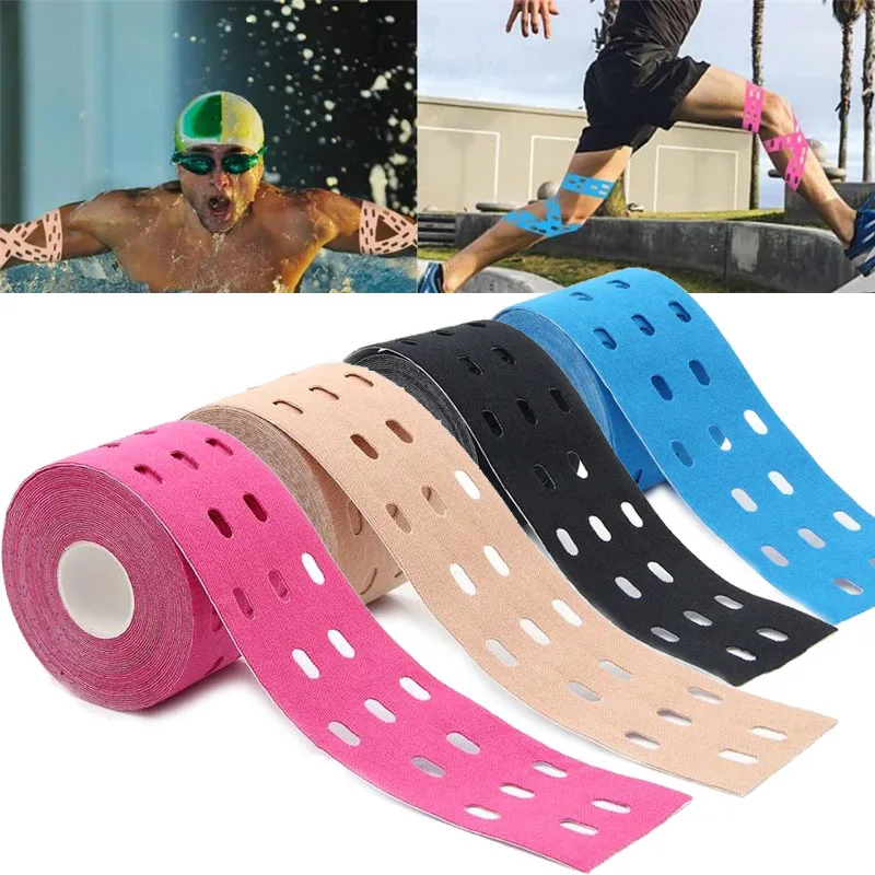 Perforated Adhesive kinesiology tape Elastic Athletic Body Tapes Muscle Pain Tape Pain Relief Fitness Tape sports tape,kinesiology tape,self adhesive tape