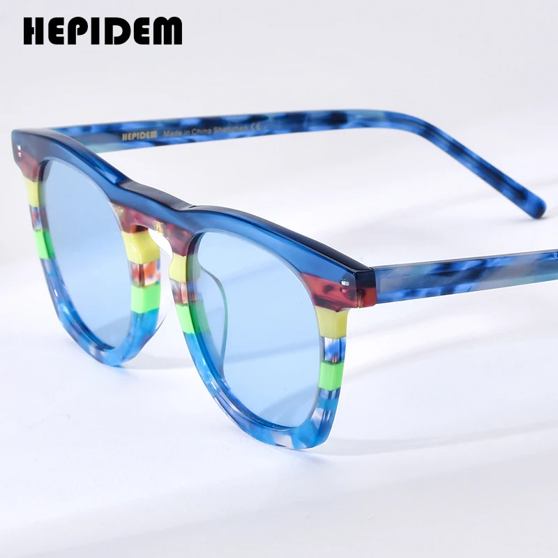 

HEPIDEM Acetate Polarized Sunglasses Men 2024 Colorful Retro Trendy Design Square Sun Glasses UV400 Women Shades H9342T