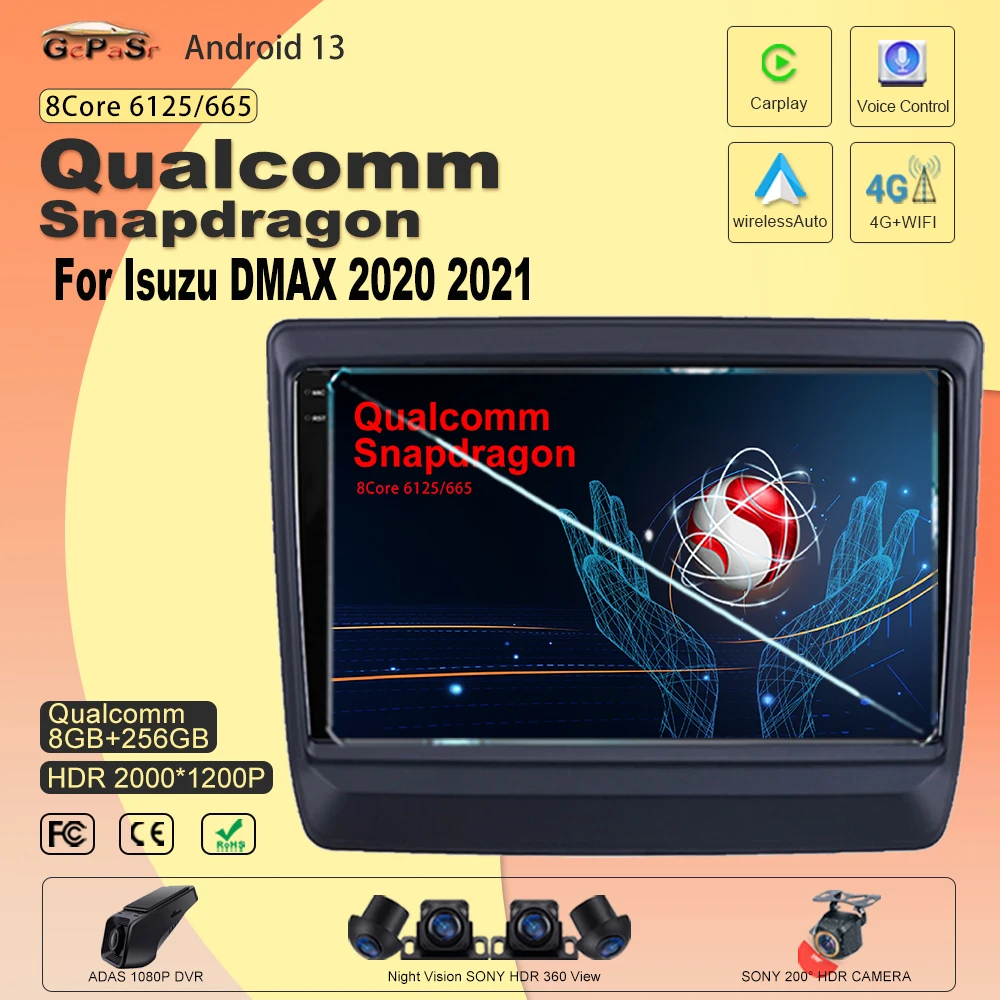 

Car Radio For Isuzu DMAX 2020 2021 Qualcomm 8G 256G Multimedia Player IPS Screen Navigation GPS Android Stereo CarPlay Head Unit