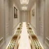 Luxury Golden Corridor Carpet Hotel Hallway Runner Decoration Rugs Living Room Aisle Customizable Non-slip Washable Floor Mat 2