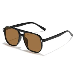 Double Bridge Aviator Sunglasses - Stylish Unisex Fashion Eyewear with Anti - Glare Sun Protection (Brown)