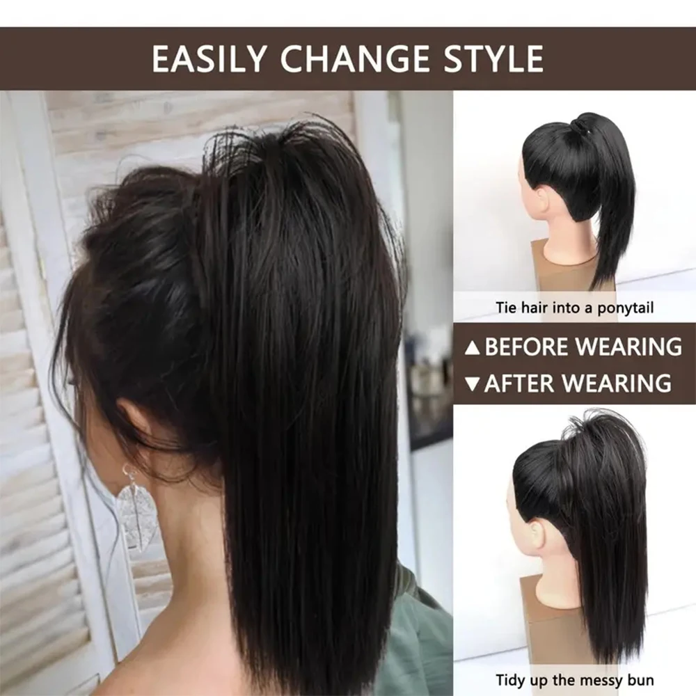 Messy Short Straight Ponytail Synthetic Claw Clip Ponytail Hair Extensions Messy Hair Bun Hairpiece For Women Accessories clip in ponytail hair extension synthetic ponytail synthetic hair accessories clip in ponytail extensions