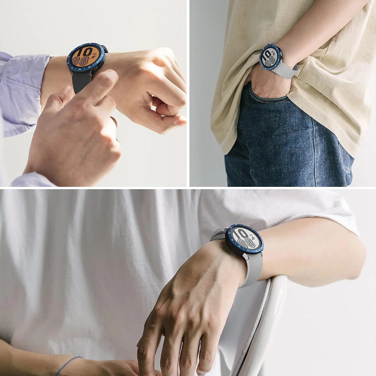 Sleek Metal Bezel Adhesive Bumper for Smartwatch - Premium Time Ring Case Decor Accessory