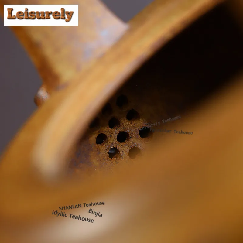 300ml Yixing Purple Clay Teapots Handmade Lifting Handle Pot Raw Ore Wood-fired Porcelain Mud Kettle With Strainer Zisha Tea Set