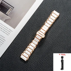 18mm Durable Ceramic Watch Strap with Metal Butterfly Buckle - 18mm (Rose gold)