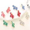 Mode doux géométrique émail couleur or fleur boucles d'oreilles femmes bijoux élégants frais bleu vert blanc rouge rose boucles d'oreilles