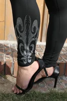 Plus Size Women's Bottoms Blingbling Rhinestone Elasticity Classic Retro Palace Patterns Knitted Pants Casual Sporty Trousers - Image 6