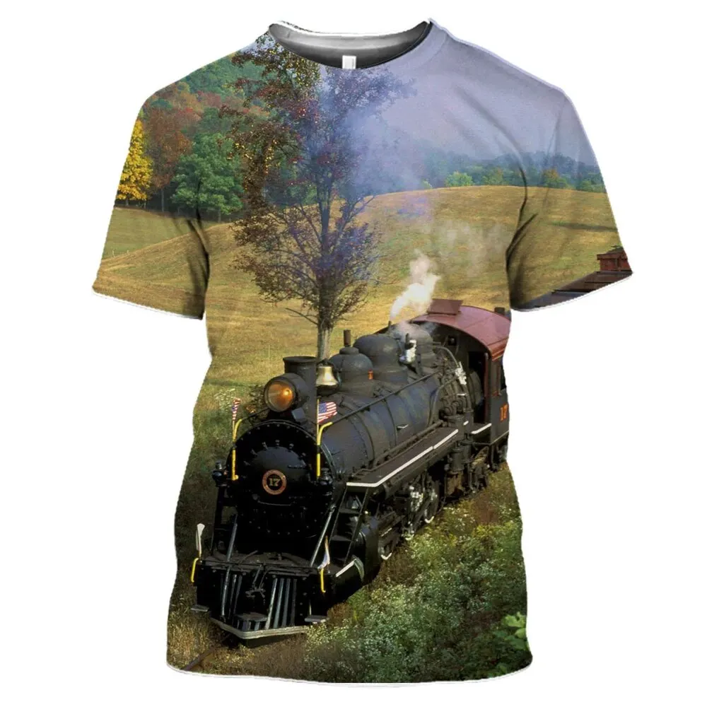 

Summer Train 3D Print T-Shirts Streetwear Casual Men Women Fashion Oversized Short Sleeve T Shirt O-Neck Kids Tees Tops Clothing