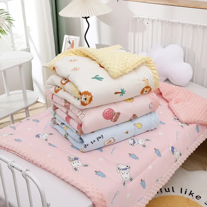 Baby Bean Velvet Blanket Children's Comforter Toddler Nursery Spring Autumn Winter Cotton Duvet Kids Soft Cozy Coverlet