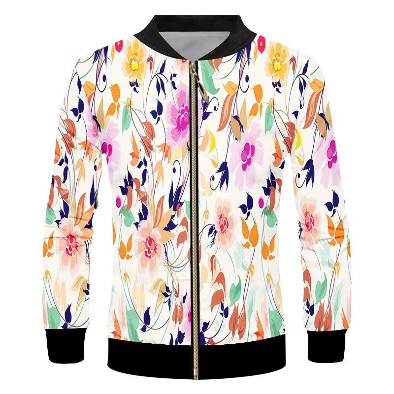 

Chic Flowers Leaves 3d Printed New Zipper Jackets Vintage Trending Hot Sale Man's Casual Spring Fall Zip Coat Dropshipping S-6xl