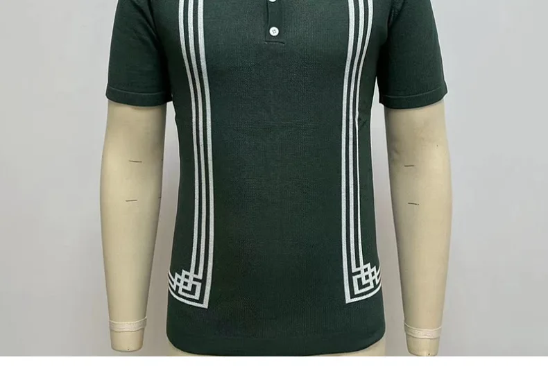 Hot Sale Men's Summer Clothes Luxury Style Slim Green Stripe Polo Shirts Male Knitted Short Sleeve Polo T shirts Men Golf Shirts 18 S74cba1344ddd4b3ba4c0158d9e457790I