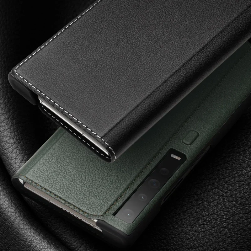 QIALINO Case for Huawei Mate XS/XS2 Genuine Leather Business Luxury Screen Flip Cover Protective Crocodile Case for Mate XS/XS2