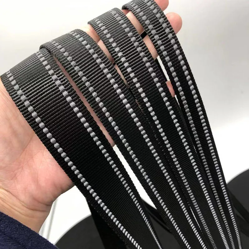 50 Meters 3mm Reflective Line Webbing 1.7mm Thick Polyester Durable Tape Black For Dog Collar Leash Backpack Strap DIY Craft